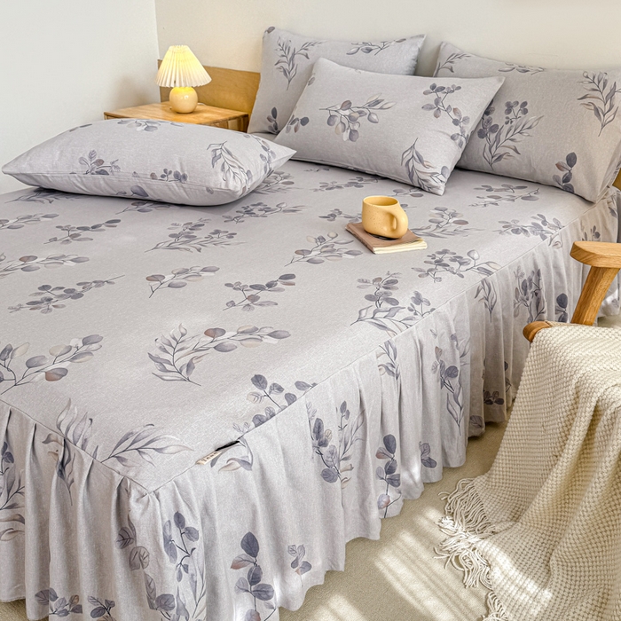 91家纺网 家纺一手货源 找家纺 布柔 2025新款100%全棉纯棉老粗布绣花印花凉席单品床裙 芳华