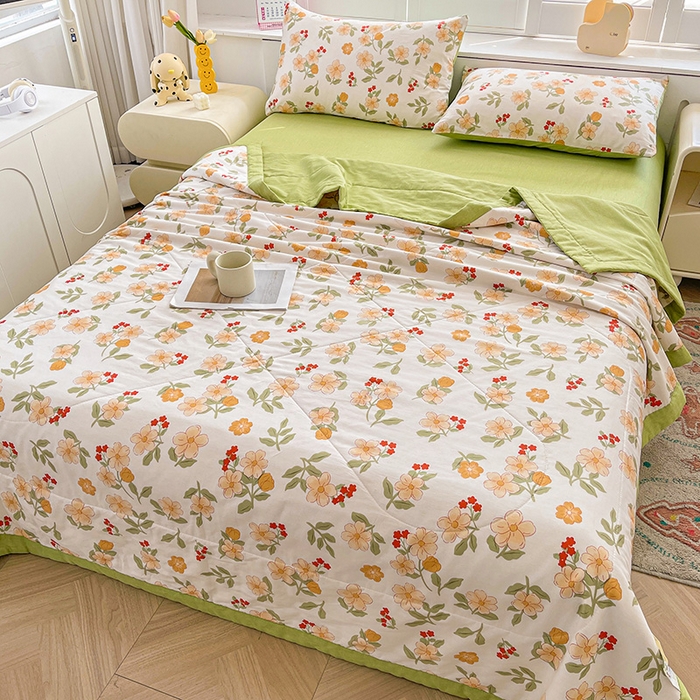 91家纺网 家纺一手货源 找家纺 思雅庭 2025新款里外全棉夏被新疆棉花夏凉被空调被 悦夏花语