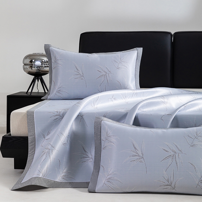 91家纺网 家纺一手货源 找家纺 小牛席业 2025新款全PE柳烟冰丝席凉席席子系列 蓝色