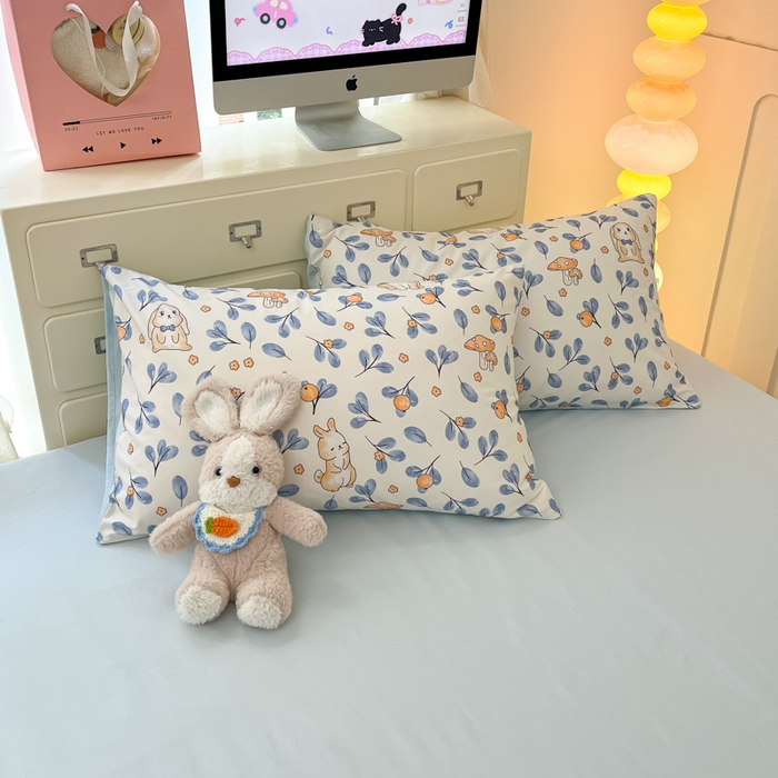 91家纺网 家纺一手货源 找家纺 仔仔熊 2025新款全棉印花四件套 可爱兔