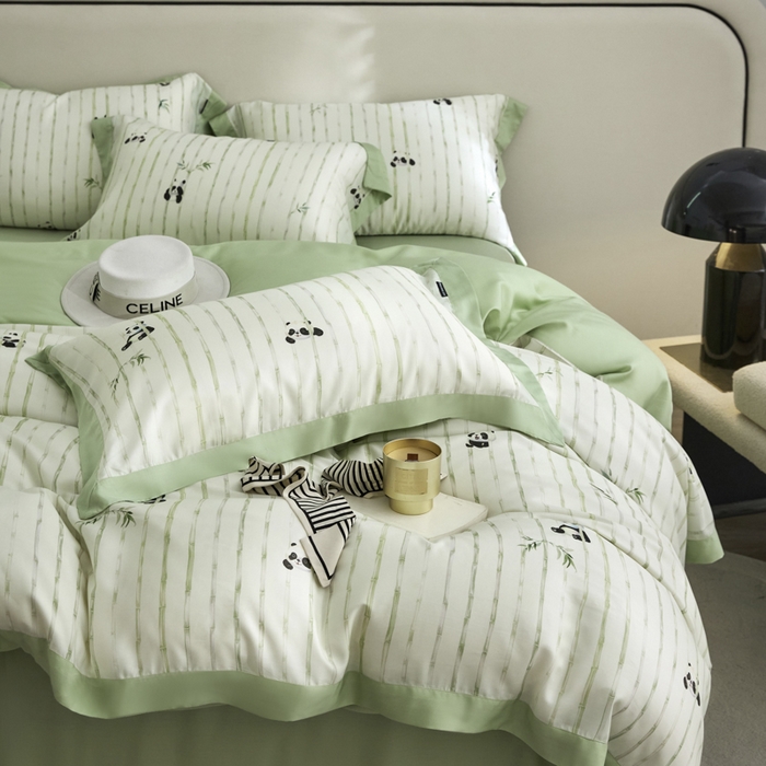 91家纺网 家纺一手货源 找家纺 薏思家纺 2025新款50支莱赛尔天丝数码印花夏被+四件套（礼盒包装） 安静