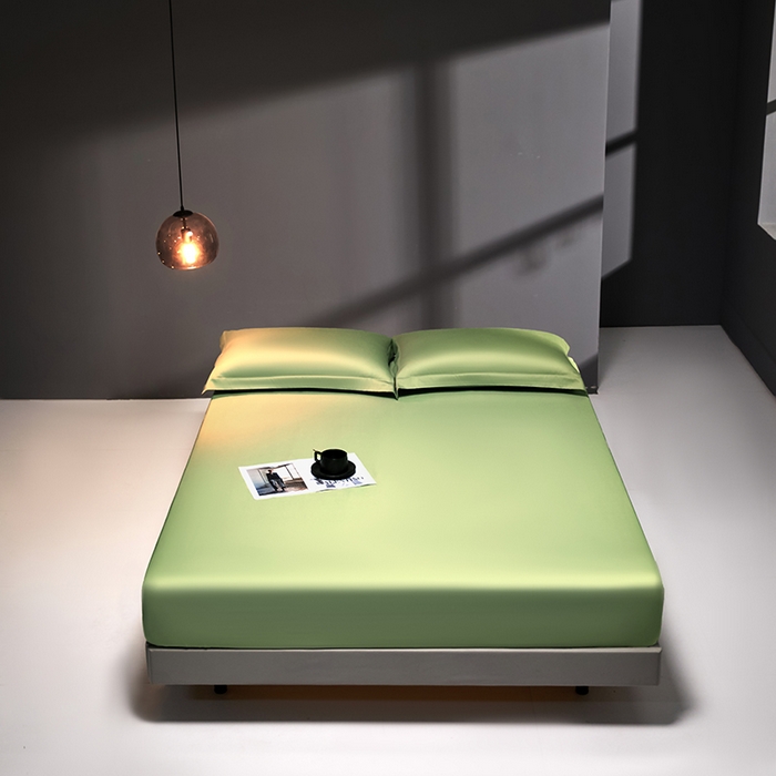 91家纺网 家纺一手货源 找家纺 秀色2025新款高端纯棉床笠单件全棉全包床套三件套100s新疆长绒棉酒店床垫保护套 梦易-艾绿