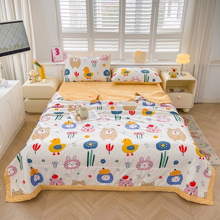 思雅庭 2025新款里外全棉夏被新疆棉花夏凉被空调被 萌宠派对