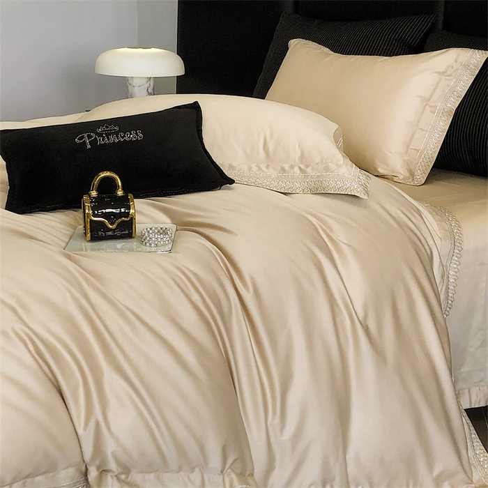 91家纺网 家纺一手货源 找家纺 保罗圣迪奥 2025新款50双股全棉长绒棉四件套-艾瑟琳系列 艾瑟琳-香槟金