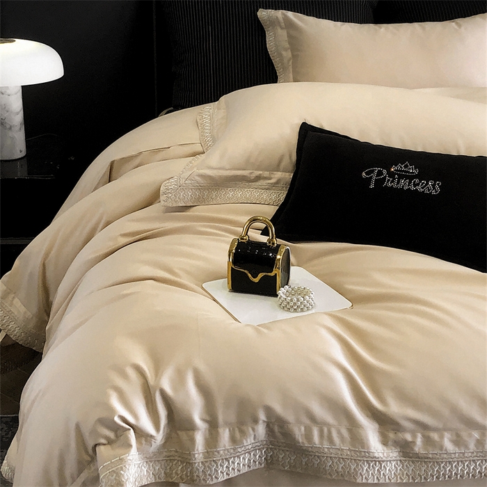 91家纺网 家纺一手货源 找家纺 保罗圣迪奥 2025新款50双股全棉长绒棉四件套-艾瑟琳系列 艾瑟琳-香槟金