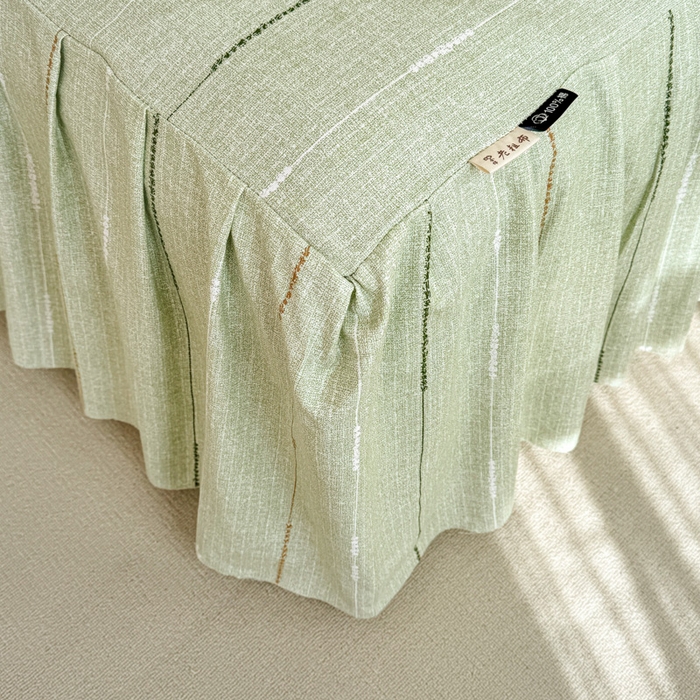 91家纺网 家纺一手货源 找家纺 布柔 2025新款100%全棉纯棉老粗布绣花印花凉席单品床裙 格林绿