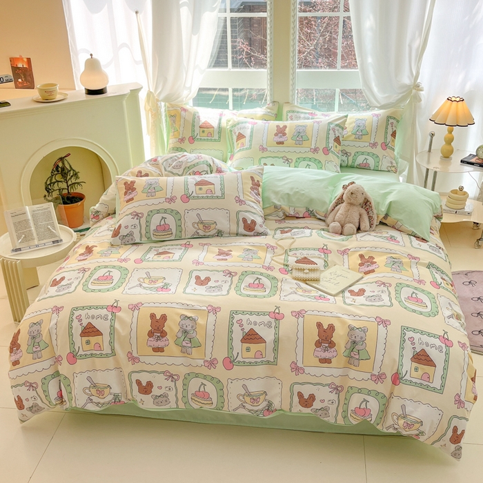 91家纺网 家纺一手货源 找家纺 仔仔熊 2025新款全棉印花系列被套 假日诱惑