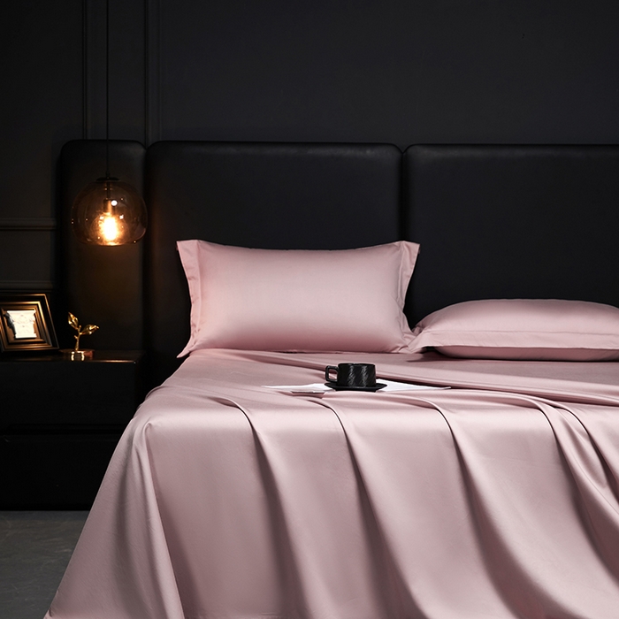 91家纺网 家纺一手货源 找家纺 秀色2025新款A类高端100s新疆长绒棉纯棉床单单件全棉单人贡缎加厚被单三件套 莫奈-玉颜粉