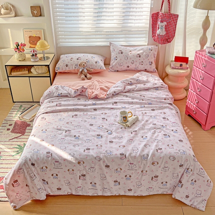 妖妖家纺 2025新款超柔双层纱糯糯针织棉夏凉被四件套 狗狗乐园