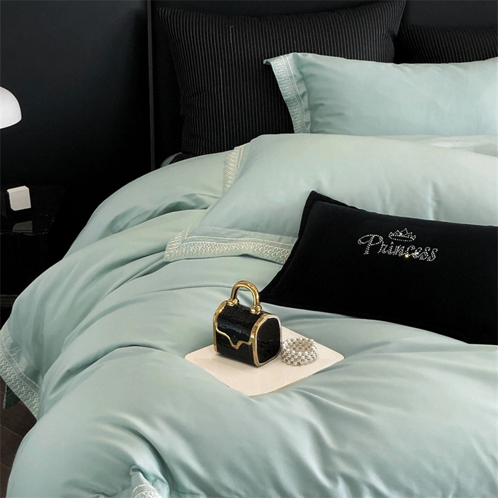 91家纺网 家纺一手货源 找家纺 保罗圣迪奥 2025新款50双股全棉长绒棉四件套-艾瑟琳系列 艾瑟琳-青石绿