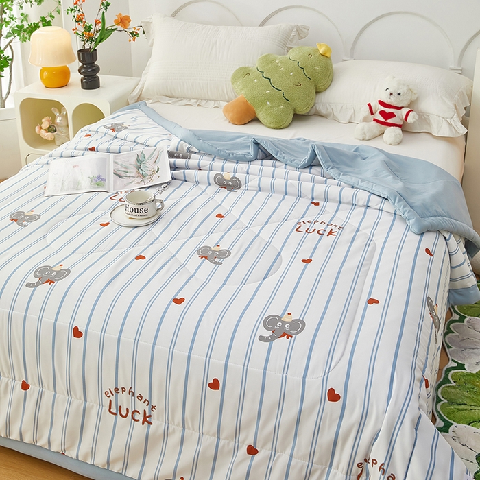 91家纺网 家纺一手货源 找家纺 中国龙家纺 2025新款舒爽柔小棉夏被被子被芯 爱心小象