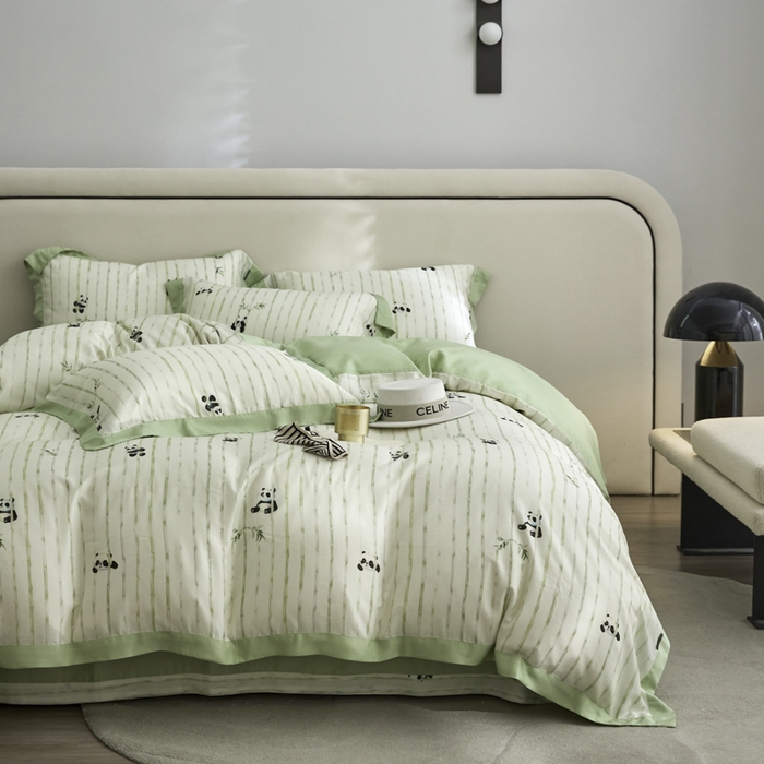 91家纺网 家纺一手货源 找家纺 薏思家纺 2025新款50支莱赛尔天丝数码印花夏被+四件套（礼盒包装） 安静