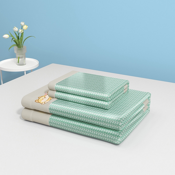 91家纺网 家纺一手货源 找家纺 绒艺席业 2025新款A类抗菌冰丝凉席系列-柯基款 绿色