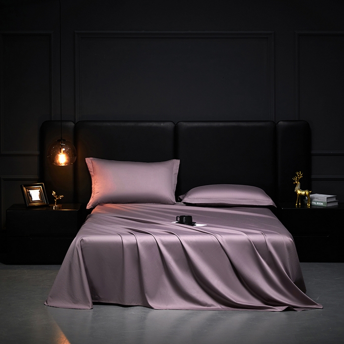 91家纺网 家纺一手货源 找家纺 秀色2025新款A类高端100s新疆长绒棉纯棉床单单件全棉单人贡缎加厚被单三件套 莫奈-香芋紫