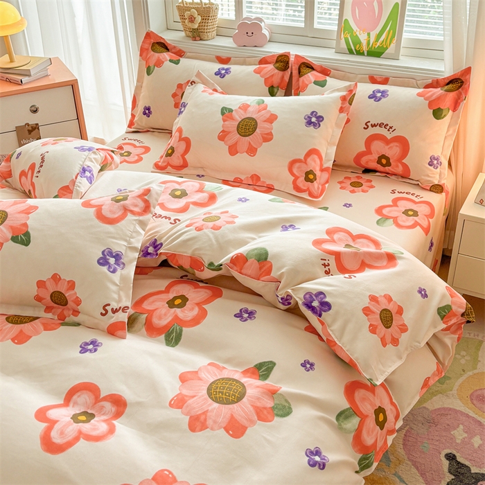 91家纺网 家纺一手货源 找家纺  爱一个家 2025新款植物羊绒四件套 玫香怡人