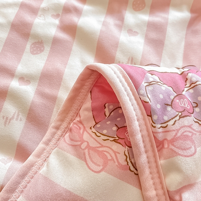 91家纺网 家纺一手货源 找家纺 金爱家2025新款A类三丽鸥正版授权高品质牛奶丝软糯针织棉大豆夏被系列详情 针织棉三丽鸥-粉粉美乐蒂