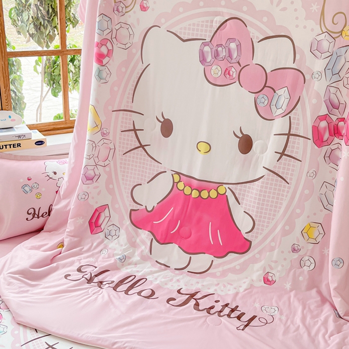 91家纺网 家纺一手货源 找家纺 （总）博雅 2025新款 三丽鸥凉感丝夏被冰丝凉席组合四件套