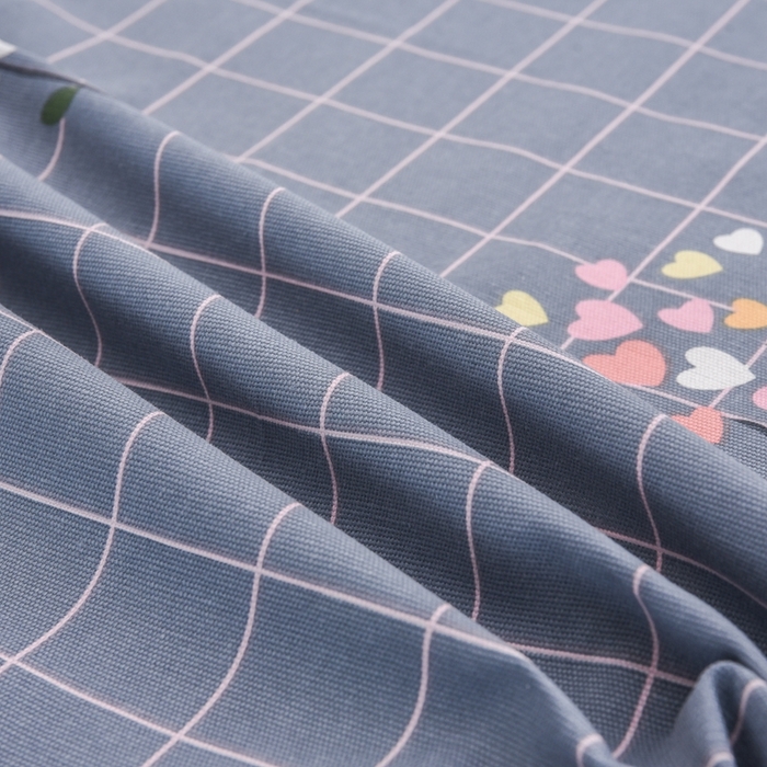 91家纺网 家纺一手货源 找家纺 仟网汇 2025全棉老粗布蕾丝花边三件套（无纺布手提包装） 发财树蓝灰