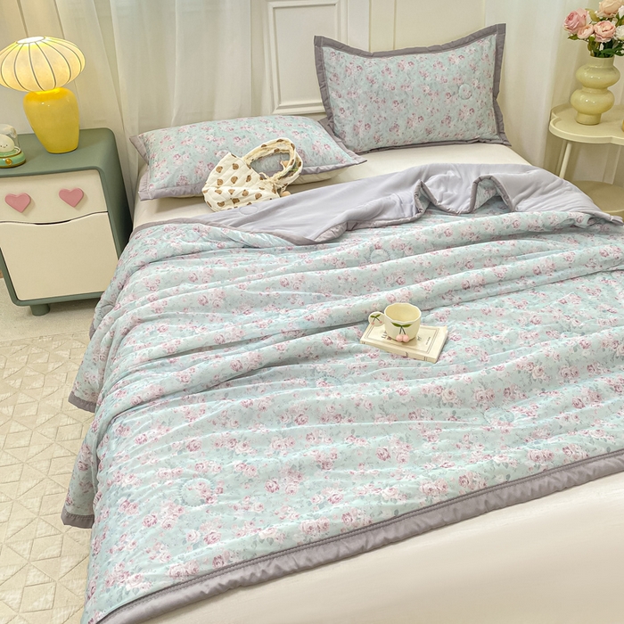 91家纺网 家纺一手货源 找家纺 顺顺家纺 2025新款凉感丝印花夏被空调被 春野之花