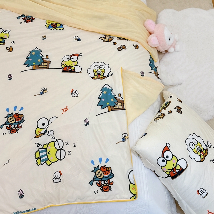 91家纺网 家纺一手货源 找家纺 兜米家居 2025夏季新品三丽鸥深睡双感针织凉感空调被夏被 小青蛙