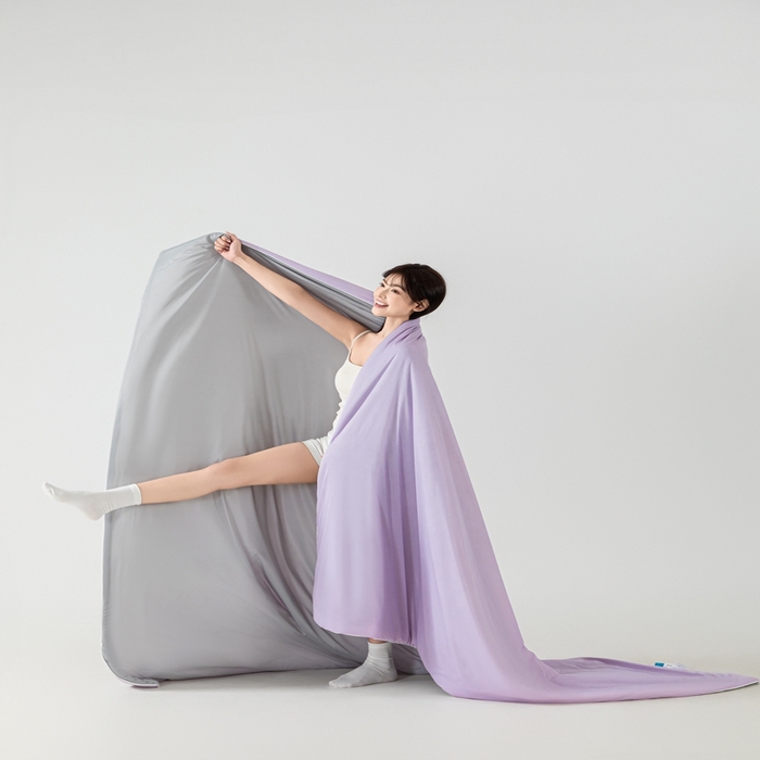 91家纺网 家纺一手货源 找家纺 潮邦家居 2025新款凉感丝夏被夏凉被空调被 梦幻紫拼灰