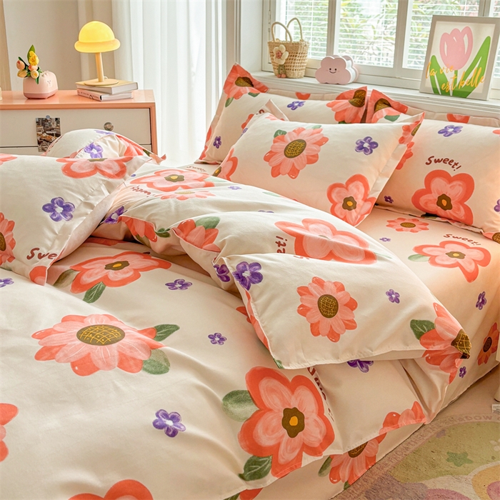 91家纺网 家纺一手货源 找家纺  爱一个家 2025新款植物羊绒四件套 玫香怡人