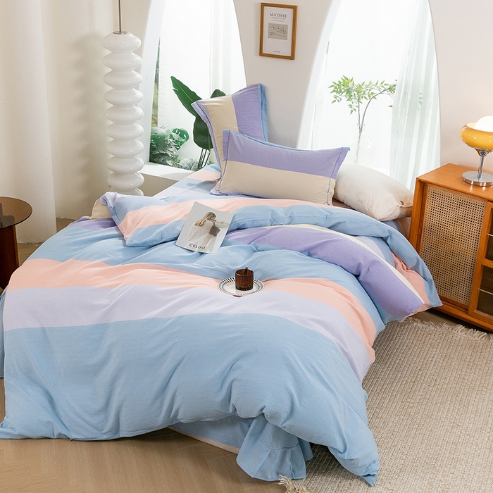 91家纺网 家纺一手货源 找家纺 喜四方 2025新款全棉色织水洗棉四件套 可可生活