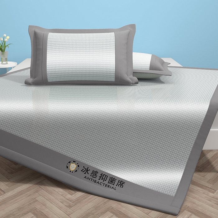 91家纺网 家纺一手货源 找家纺 绒艺席业 2025新款A类抗菌冰丝凉席系列-冰感抑菌席 灰色
