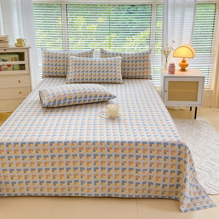 91家纺网 家纺一手货源 找家纺 仟网汇 2025新款老粗布床单粗布凉席老粗布单床单枕套单品 千鸟格