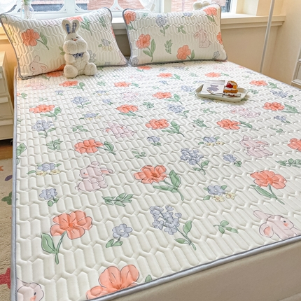 柒月家居 2025新款小清新乳胶凉席 花园兔