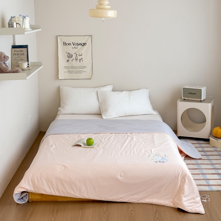 亿莱鑫 2025新款7A抗菌针织凉感丝双感夏凉被 空调被 被子夏被 肉桂粉