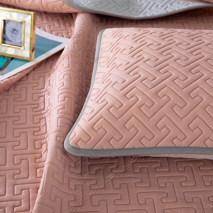 91家纺网 家纺一手货源 找家纺 美丽折2025夏季新品高端加厚全冰丝生物基乳胶凉席三件套 水洗天然乳胶凉席 豆沙T