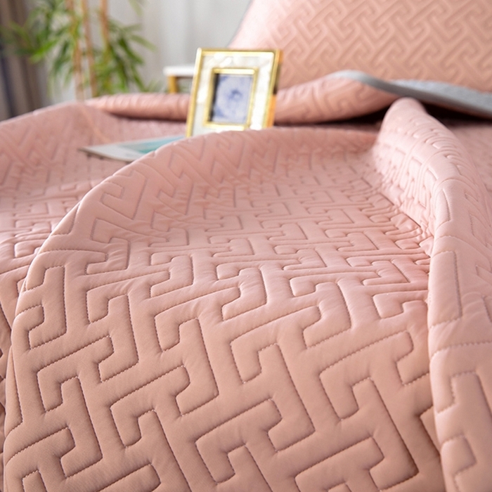 91家纺网 家纺一手货源 找家纺 美丽折2025夏季新品高端加厚全冰丝生物基乳胶凉席三件套 水洗天然乳胶凉席 豆沙T