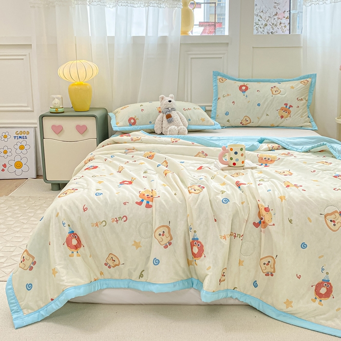 91家纺网 家纺一手货源 找家纺 顺顺家纺 2025新款凉感丝印花夏被空调被 马克吐司