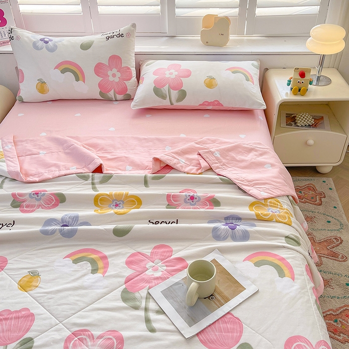 91家纺网 家纺一手货源 找家纺 思雅庭 2025新款里外全棉夏被新疆棉花夏凉被空调被 明媚春光