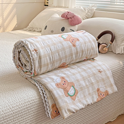 91家纺网 家纺一手货源 找家纺 （总）妖妖家纺 2025新款超柔双层纱糯糯针织棉夏凉被