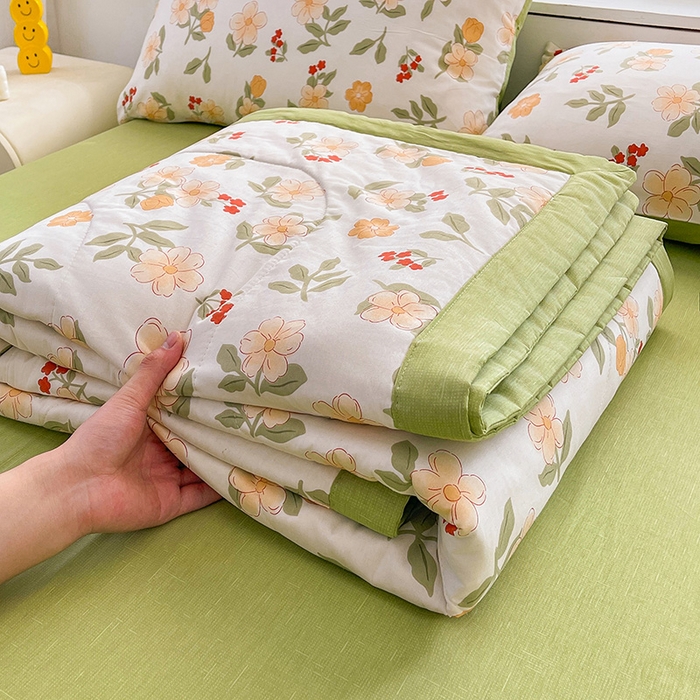 91家纺网 家纺一手货源 找家纺 思雅庭 2025新款里外全棉夏被新疆棉花夏凉被空调被 悦夏花语