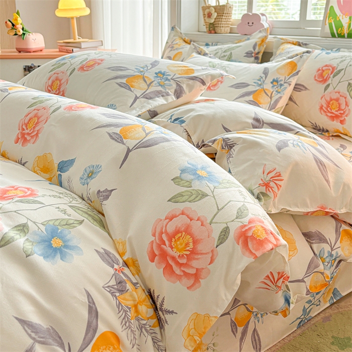 91家纺网 家纺一手货源 找家纺 爱一个家 2025新款植物羊绒四件套 幽幽花香