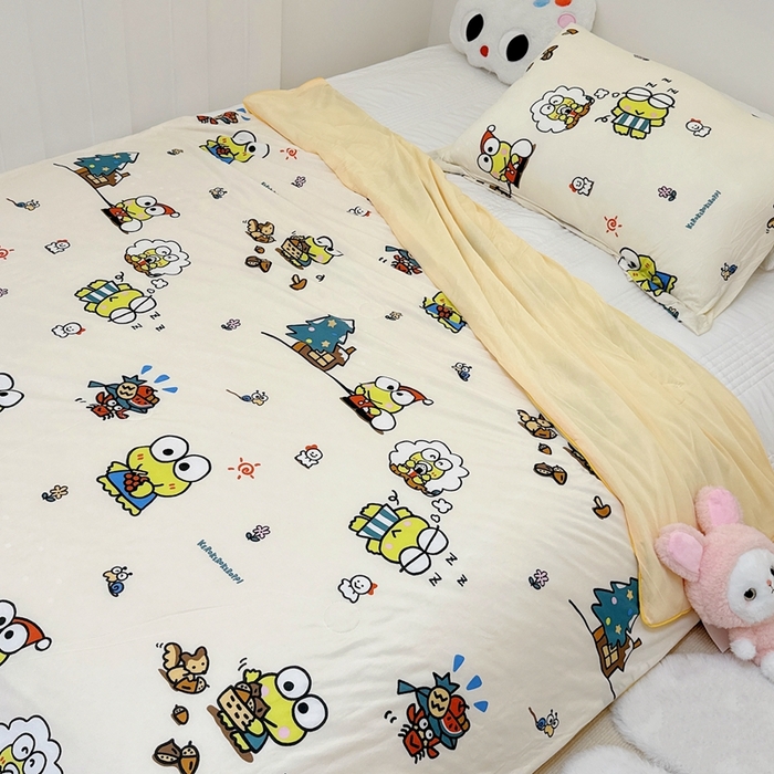 91家纺网 家纺一手货源 找家纺 兜米家居 2025夏季新品三丽鸥深睡双感针织凉感空调被夏被 小青蛙