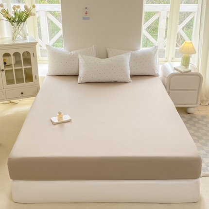 2025云感皱皱棉单品水洗棉单床笠被套罩床垫套 床笠 波点白