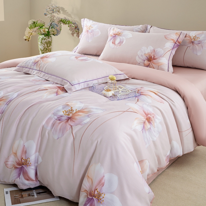 91家纺网 家纺一手货源 找家纺 帅露家纺 2025新款50S莱赛尔天丝印花四件套 古韵流香