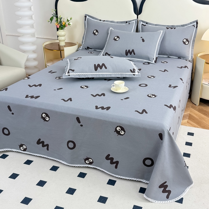 91家纺网 家纺一手货源 找家纺 仟网汇 2025全棉老粗布蕾丝花边三件套（无纺布手提包装） 黑煤球