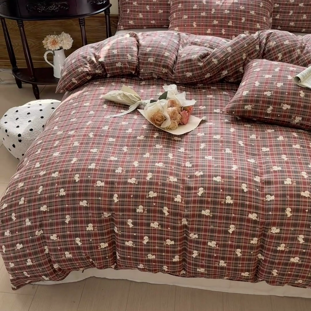 91家纺网 家纺一手货源 找家纺 （总）雪夫人 2025新款A类全棉有氧双层纱四件套