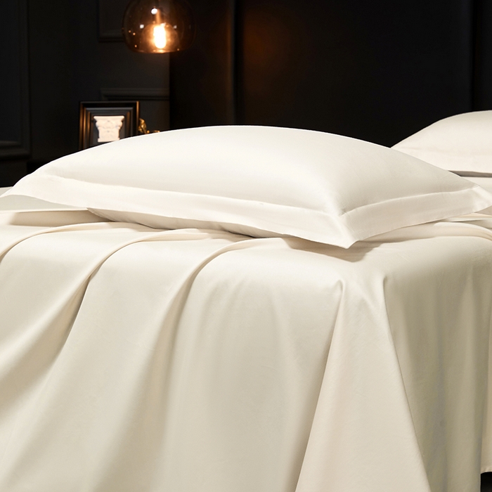 91家纺网 家纺一手货源 找家纺 秀色2025新款A类高端100s新疆长绒棉纯棉床单单件全棉单人贡缎加厚被单三件套 莫奈-皓月白