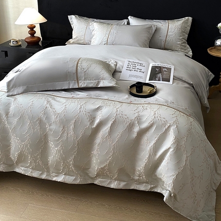 优悦生活馆 2025新款冰丝浮雕绣花四件套 浪漫星河-灰绿