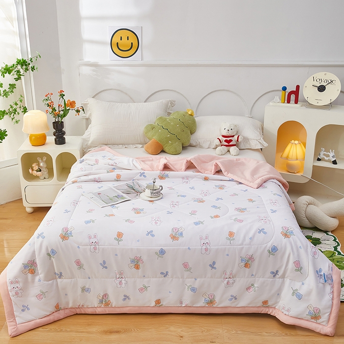 91家纺网 家纺一手货源 找家纺 中国龙家纺 2025新款舒爽柔小棉夏被被子被芯 玫瑰花语