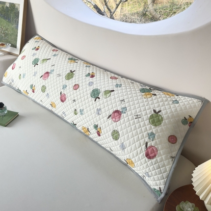 爱港家纺 2025新款凉感丝双人长枕巾 夏季情侣枕头巾 绑带长枕巾 水果汇 120*48