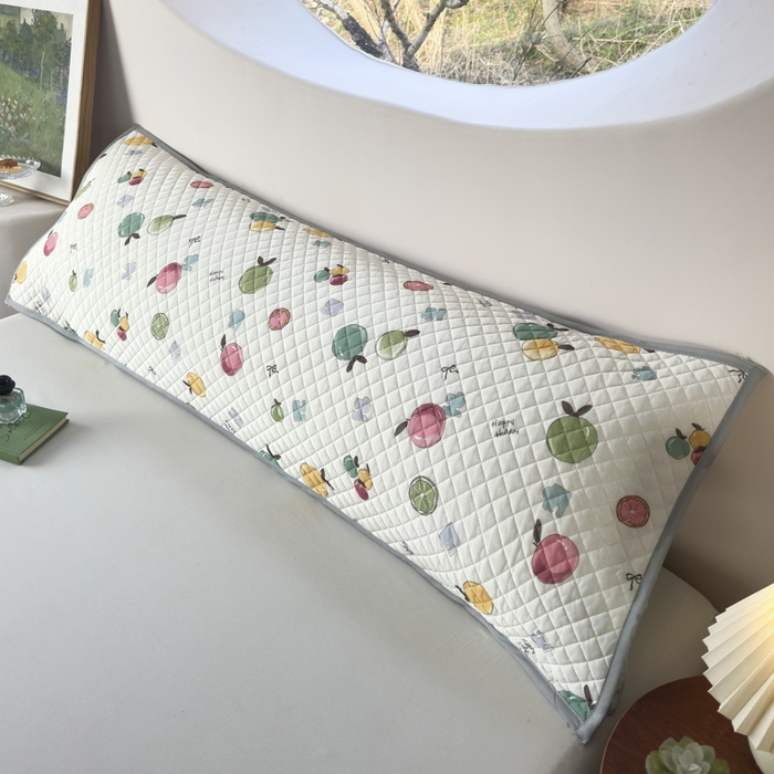 91家纺网 家纺一手货源 找家纺 爱港家纺 2025新款凉感丝双人长枕巾 夏季情侣枕头巾 绑带长枕巾 水果汇 120*48