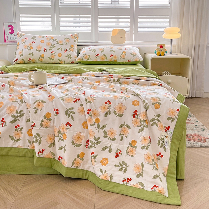 91家纺网 家纺一手货源 找家纺 思雅庭 2025新款里外全棉夏被新疆棉花夏凉被空调被 悦夏花语