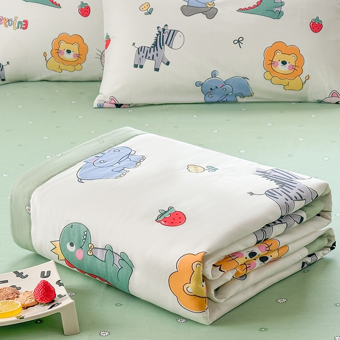 91家纺网 家纺一手货源 找家纺 瑜珠家纺 2025新款里外全棉棉花夏被 快乐卡通